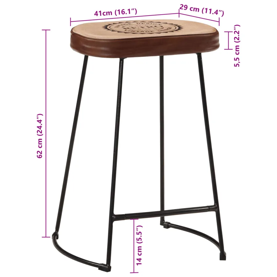 Tabourets de bar lot de 2 marron foncé 41x29x62 cm - 10