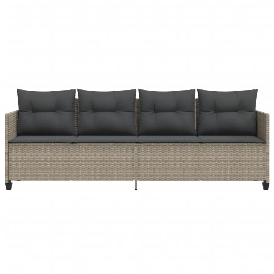 Chaise longue avec coussins gris clair résine tressée - 4