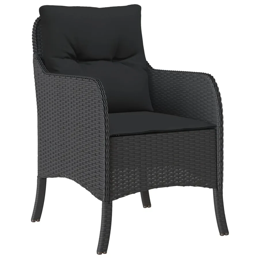 Ensemble à manger de jardin avec coussins 3 pcs Noir - 3