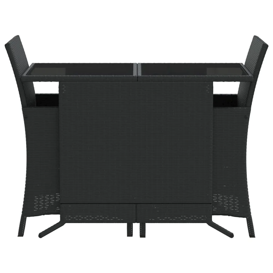 Ensemble de bistro 3 pcs avec coussins noir résine tressée - 4