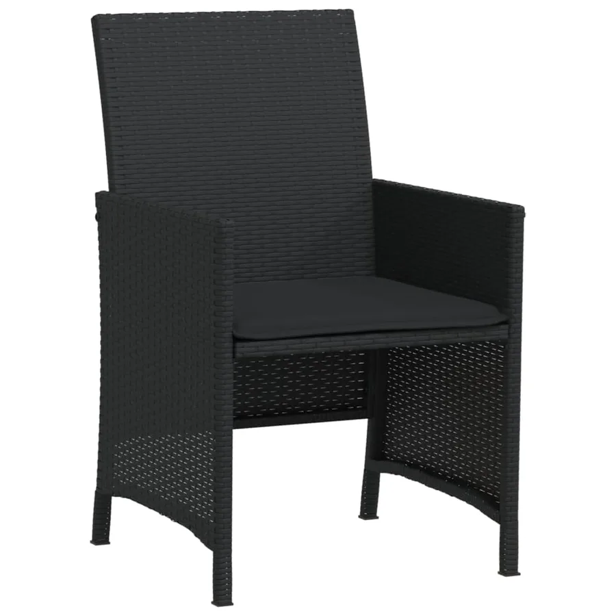 Ensemble de bistro 3 pcs avec coussins noir résine tressée - 5