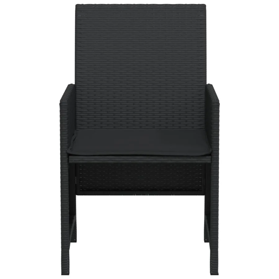 Ensemble de bistro 3 pcs avec coussins noir résine tressée - 6