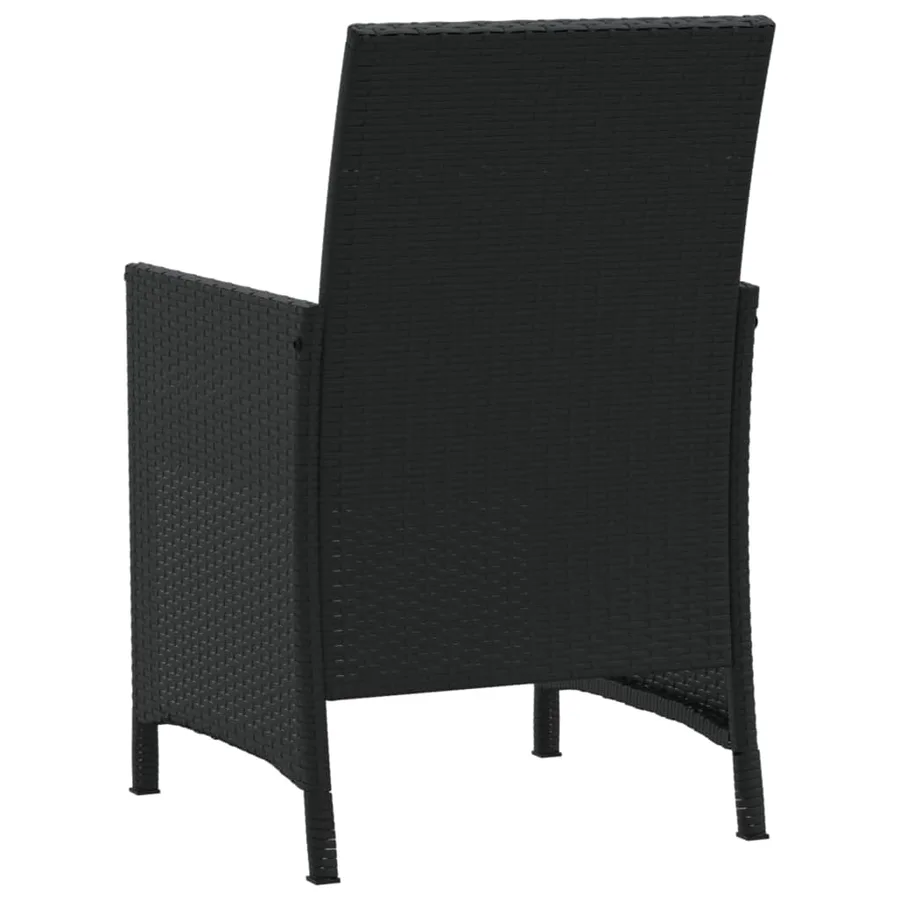 Ensemble de bistro 3 pcs avec coussins noir résine tressée - 8