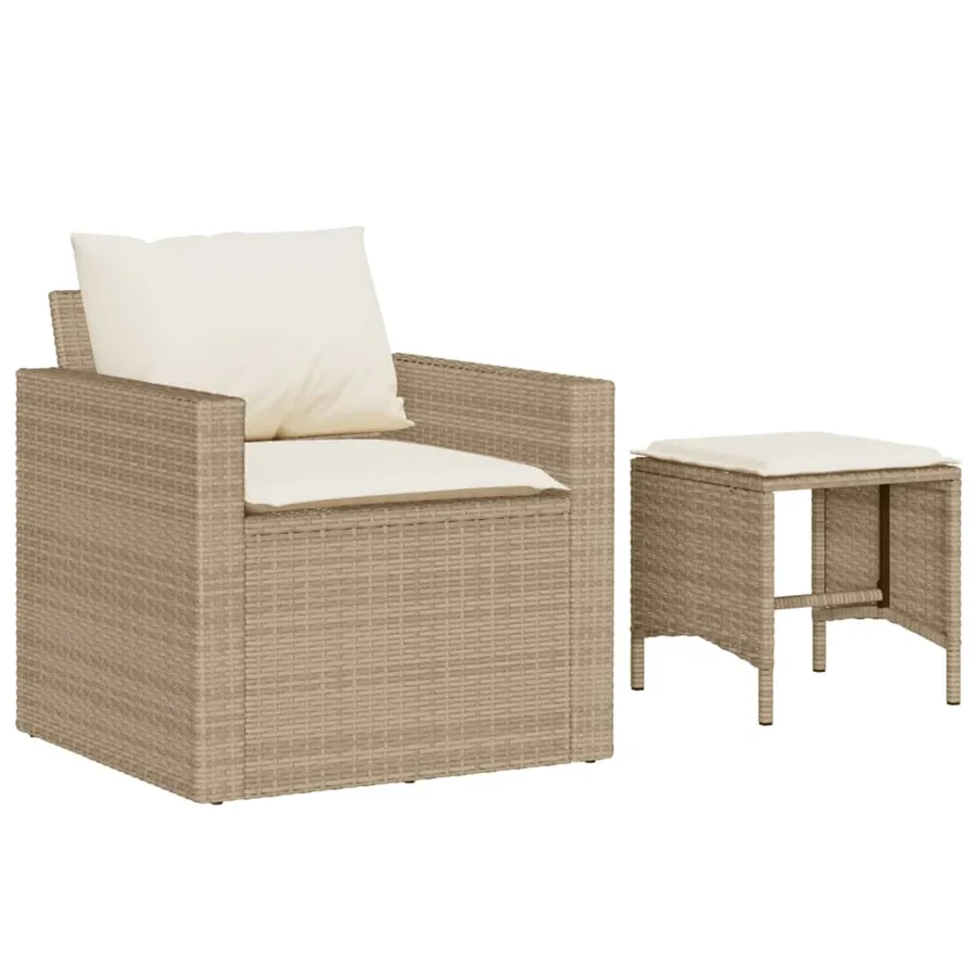 Salon de jardin avec coussins 4 pcs beige résine tressée - 3