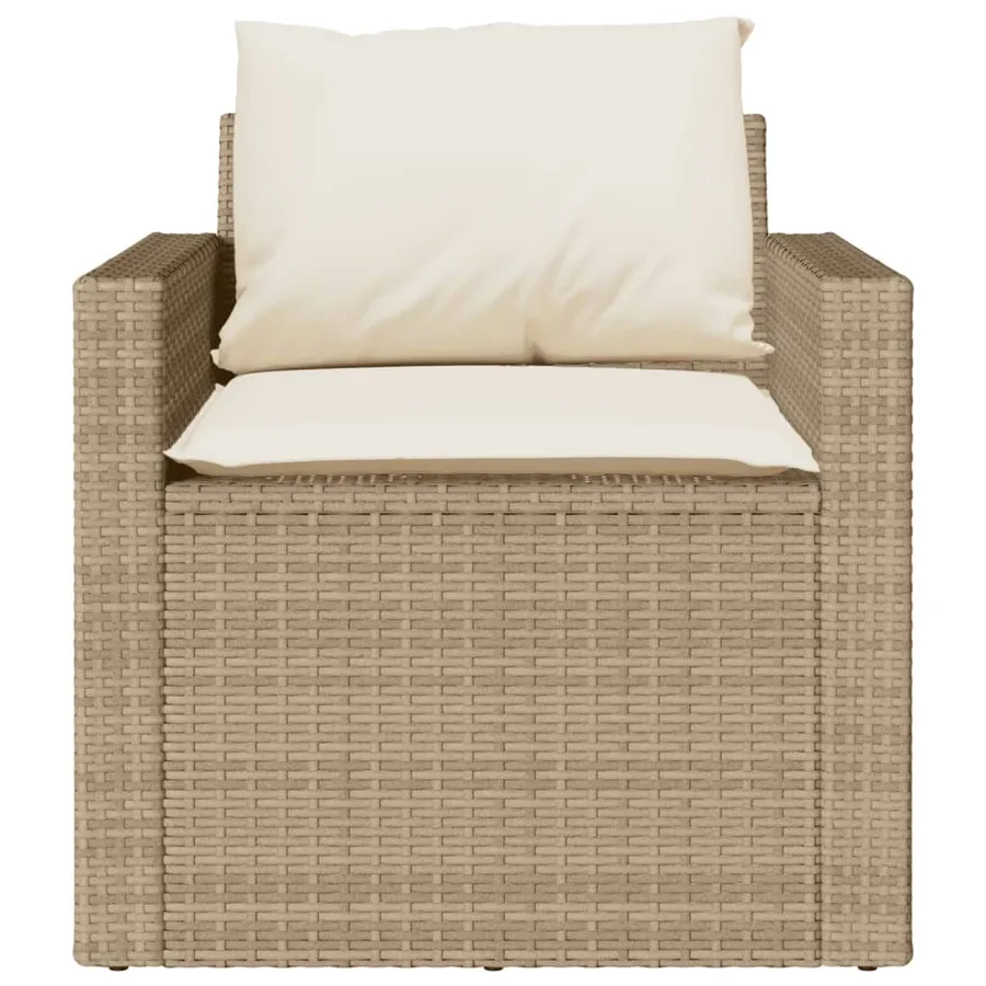 Salon de jardin avec coussins 4 pcs beige résine tressée - 6
