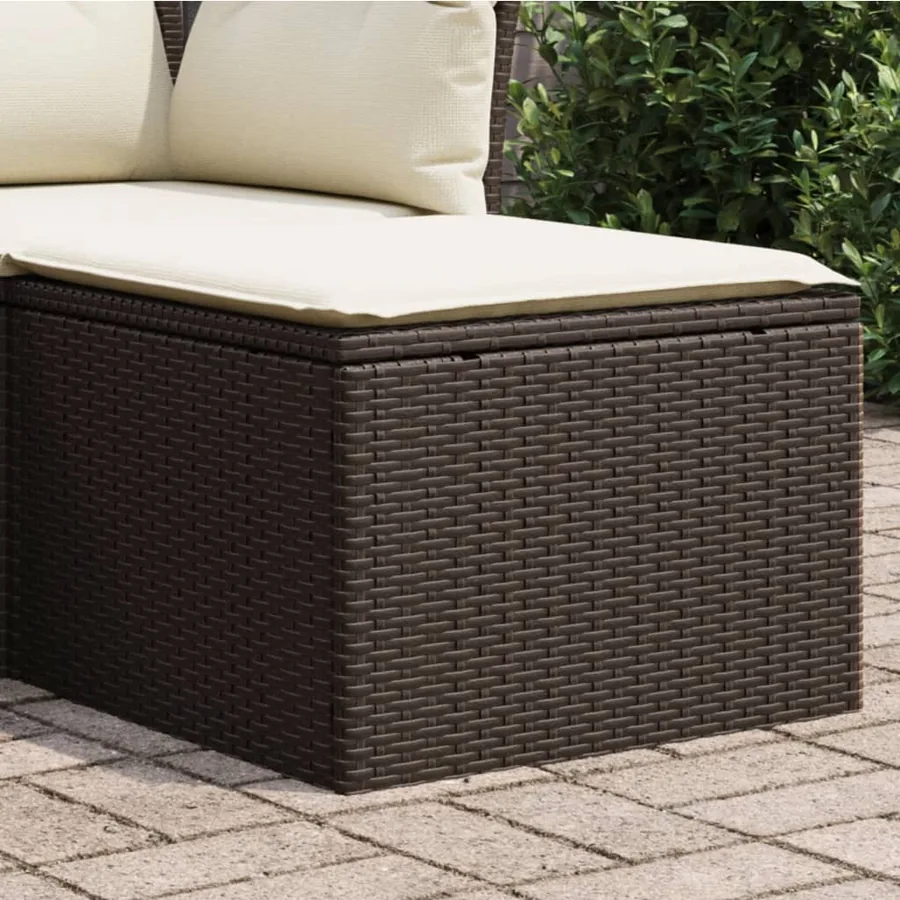Tabouret de jardin avec coussin brun 55x55x37 cm résine tressée