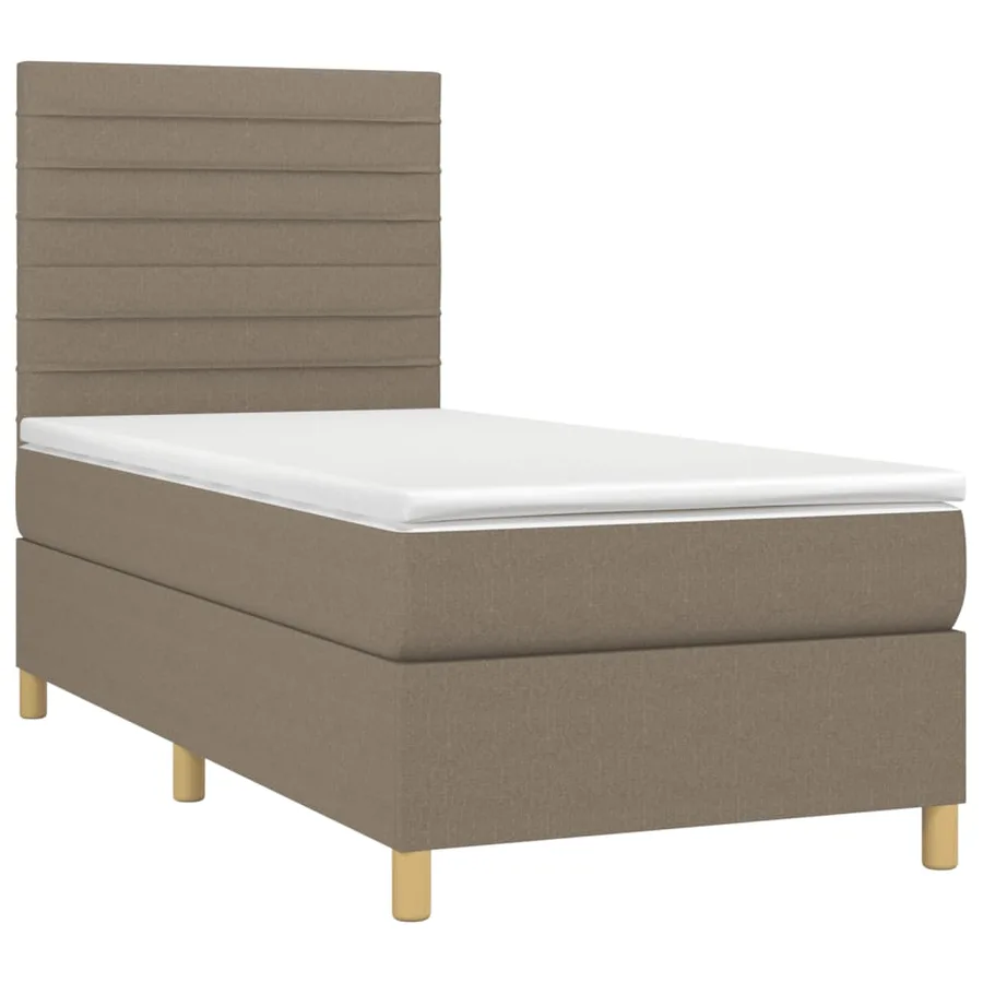 Sommier à lattes de lit et matelas et LED Taupe 90x190 cm Tissu - 3