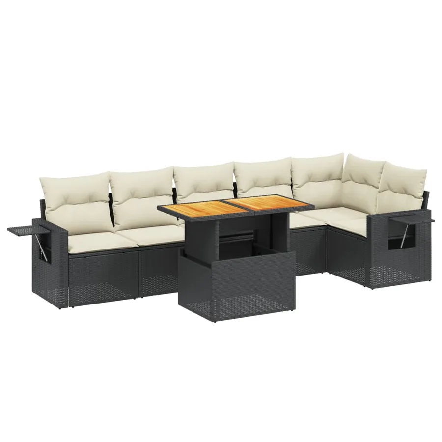 Salon de jardin 7 pcs avec coussins noir résine tressée 62 x 62 x 69 cm - 62,9 kg - 2