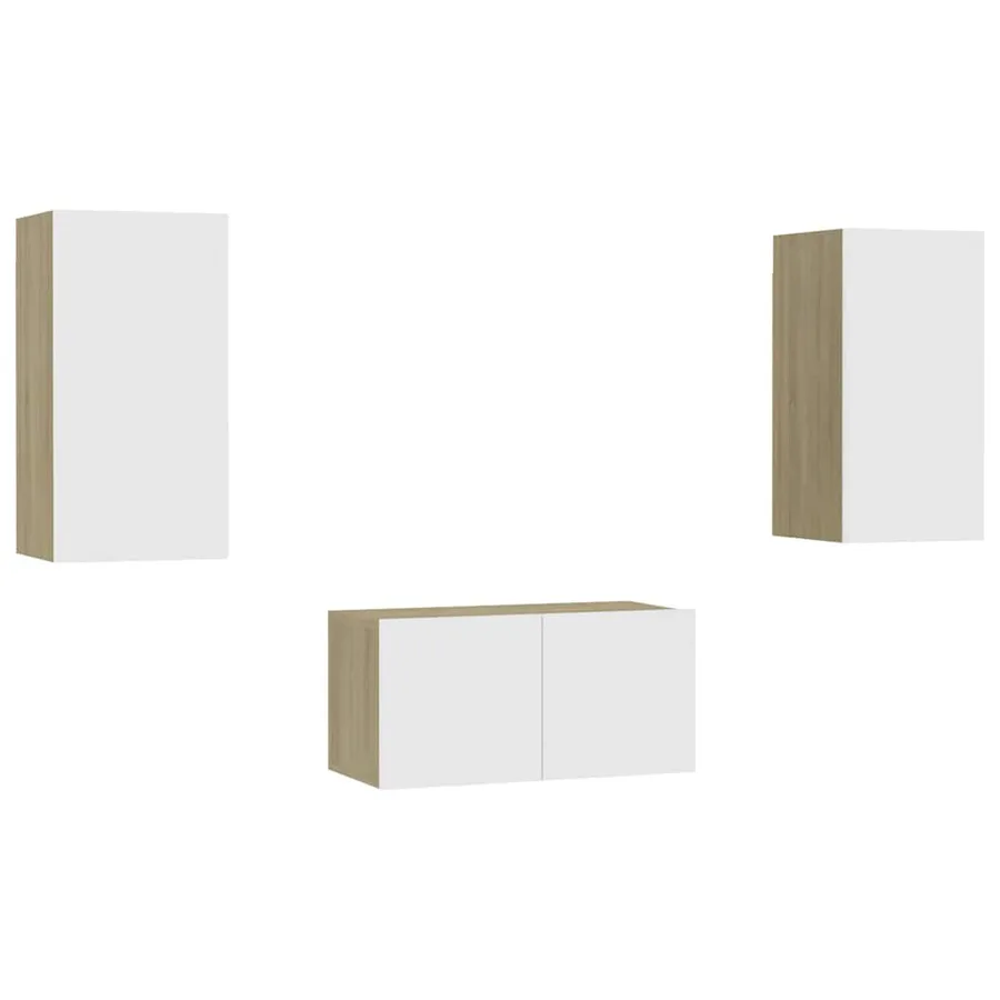 Ensemble de meubles TV 3 pcs Blanc et chêne sonoma - 2