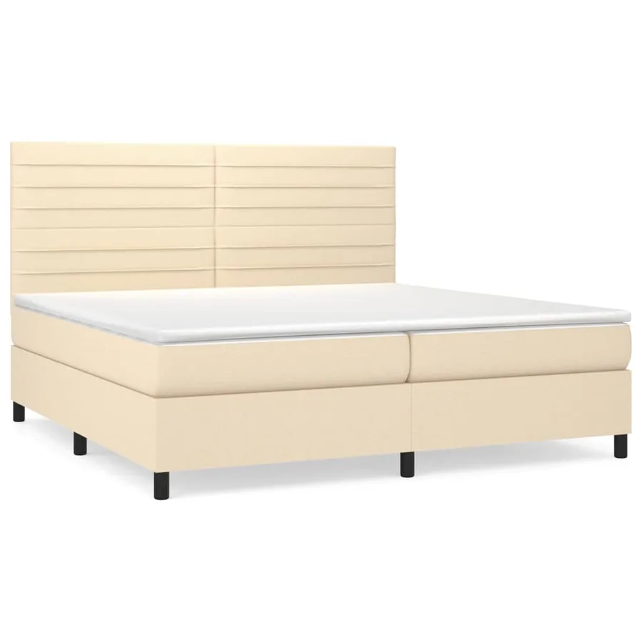 Sommier à lattes de lit avec matelas Crème 200x200 cm Tissu - 2