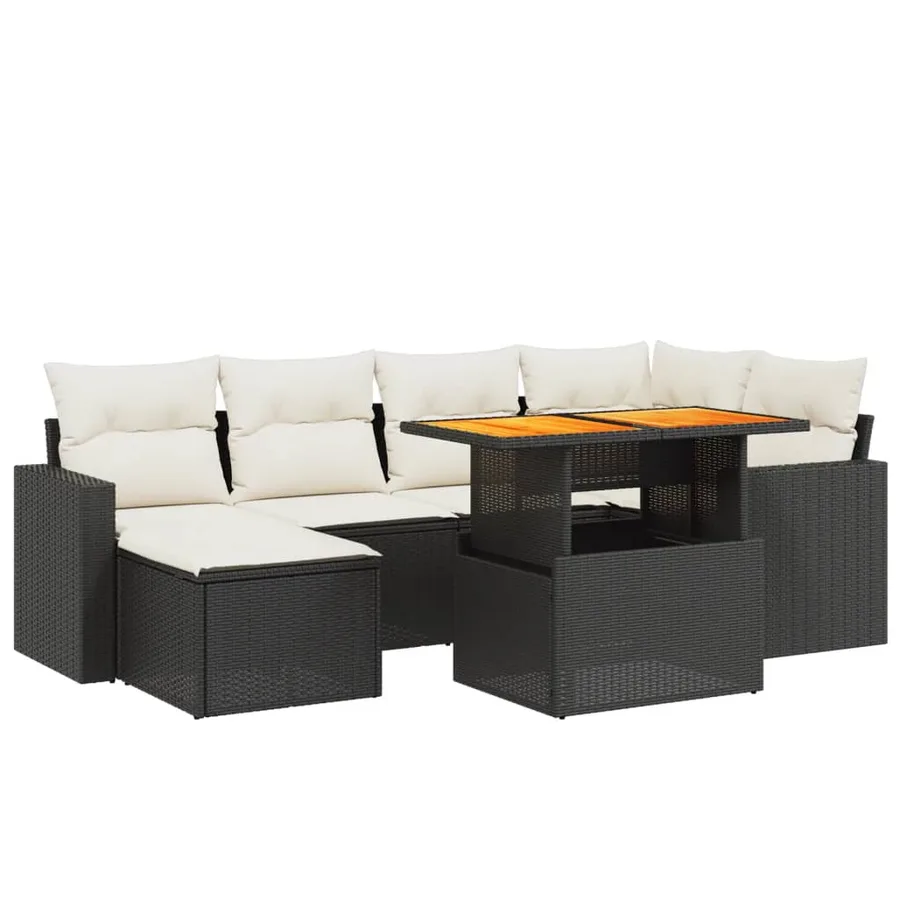 Salon de jardin 7 pcs avec coussins noir résine tressée 55 x 62 x 69 cm - 62,1 kg - 2