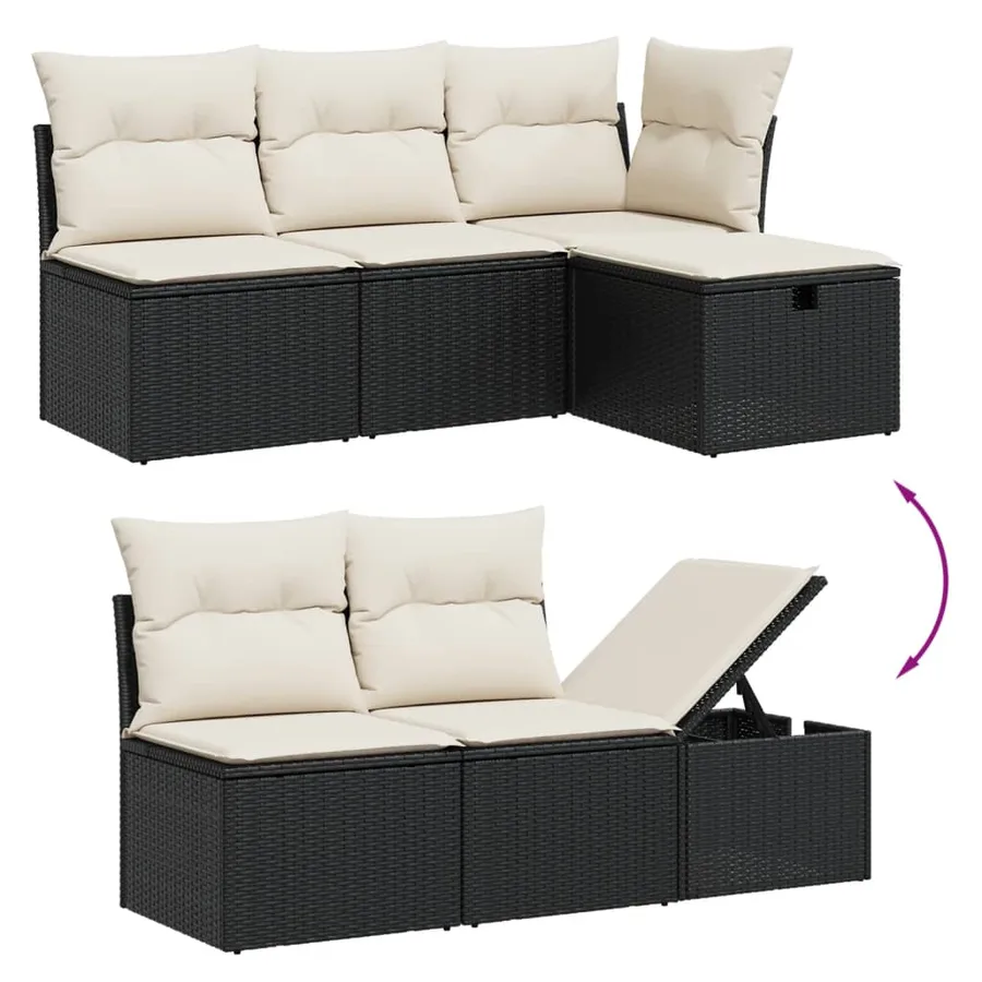 Salon de jardin 7 pcs avec coussins noir résine tressée 55 x 62 x 69 cm - 62,1 kg - 3