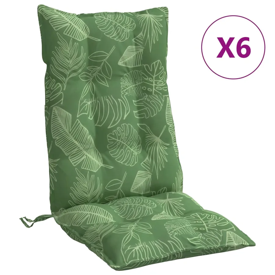 Coussins de chaise à dossier haut lot de 6 modèle de feuille - 2