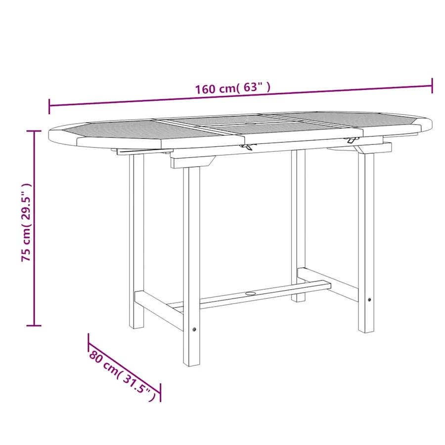 Table extensible de jardin 110-160x80x75 cm bois de teck solide - 8