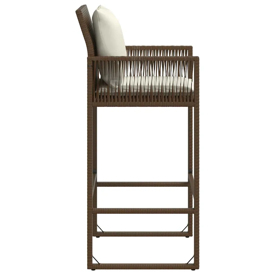 Tabourets de bar jardin coussins lot de 2 marron résine tressée - 6