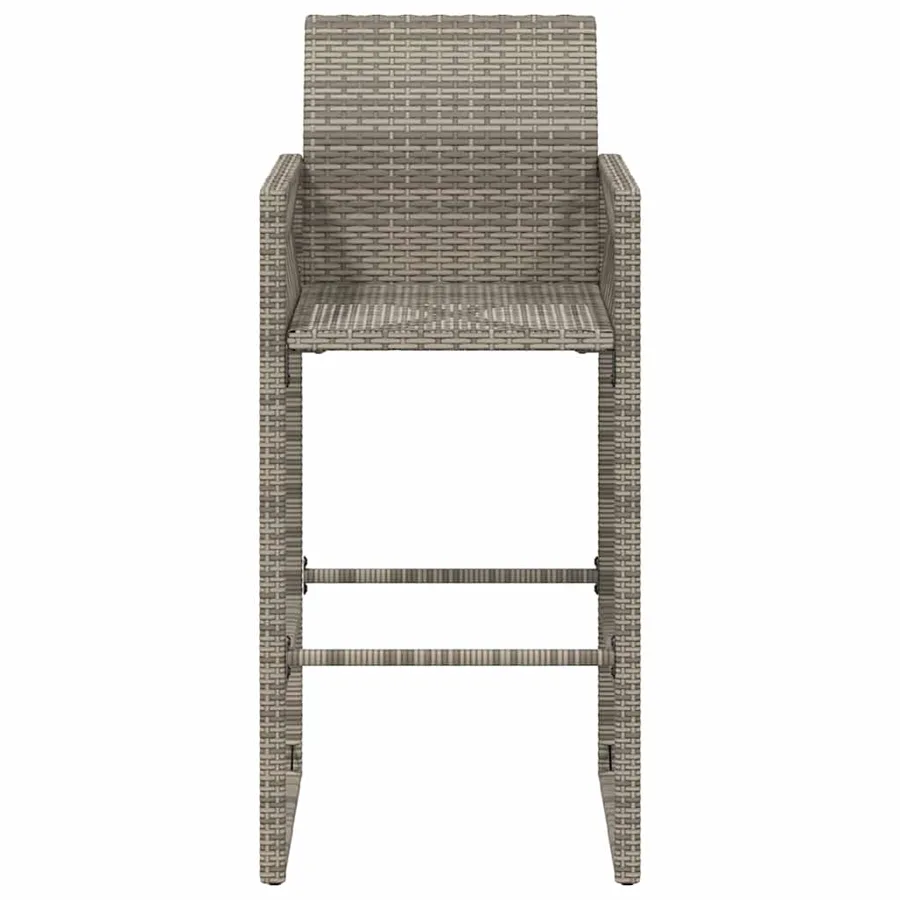 Tabourets de bar de jardin lot de 2 gris résine tressée - 5
