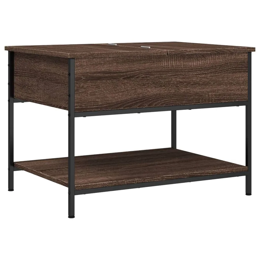 Table basse chêne marron 70x50x50 cm bois d'ingénierie et métal - 7