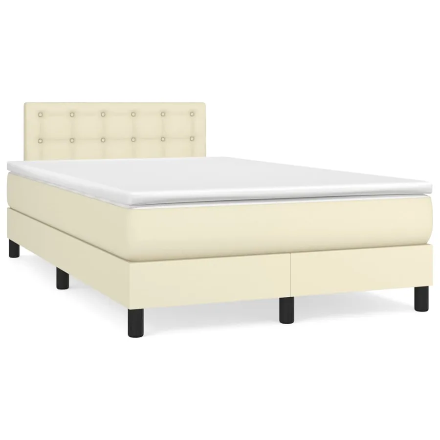 Sommier à lattes de lit avec matelas Crème 120x200cm Similicuir - 2