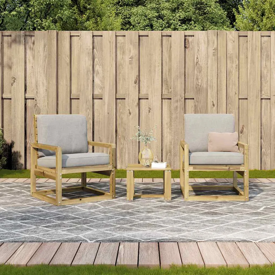 Salon de jardin 3 pcs bois de pin imprégné - 3