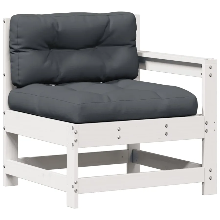 Salon de jardin avec coussins 8 pcs blanc bois de pin massif - 5