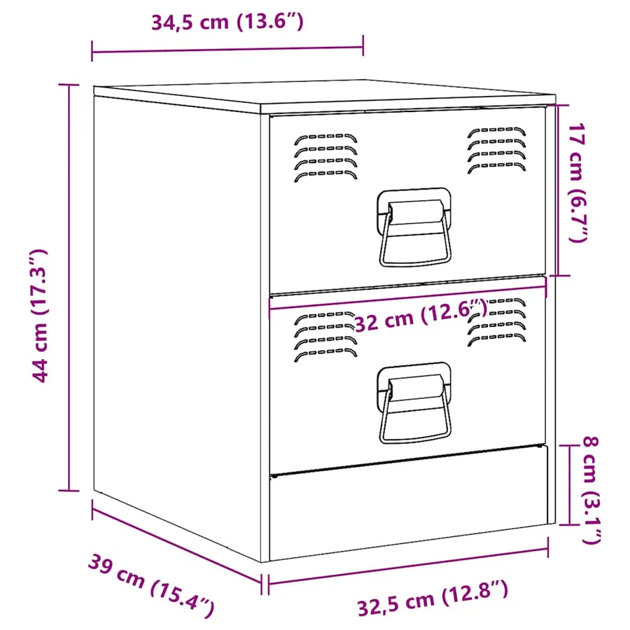 Tables de chevet 2 pcs anthracite 34,5x39x44 cm acier - 14