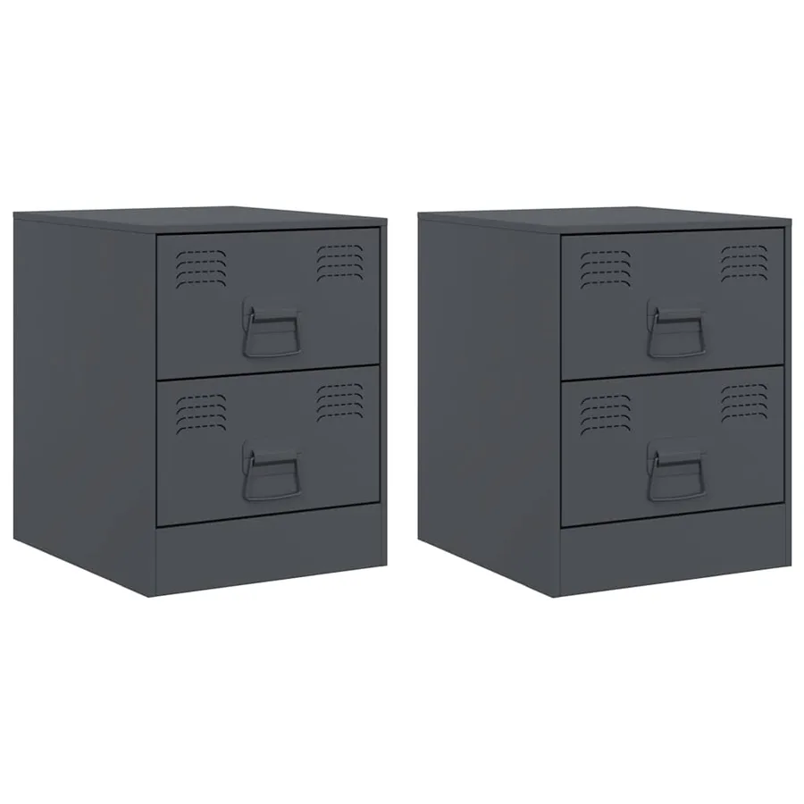 Tables de chevet 2 pcs anthracite 34,5x39x44 cm acier - 2