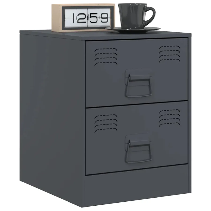 Tables de chevet 2 pcs anthracite 34,5x39x44 cm acier - 3