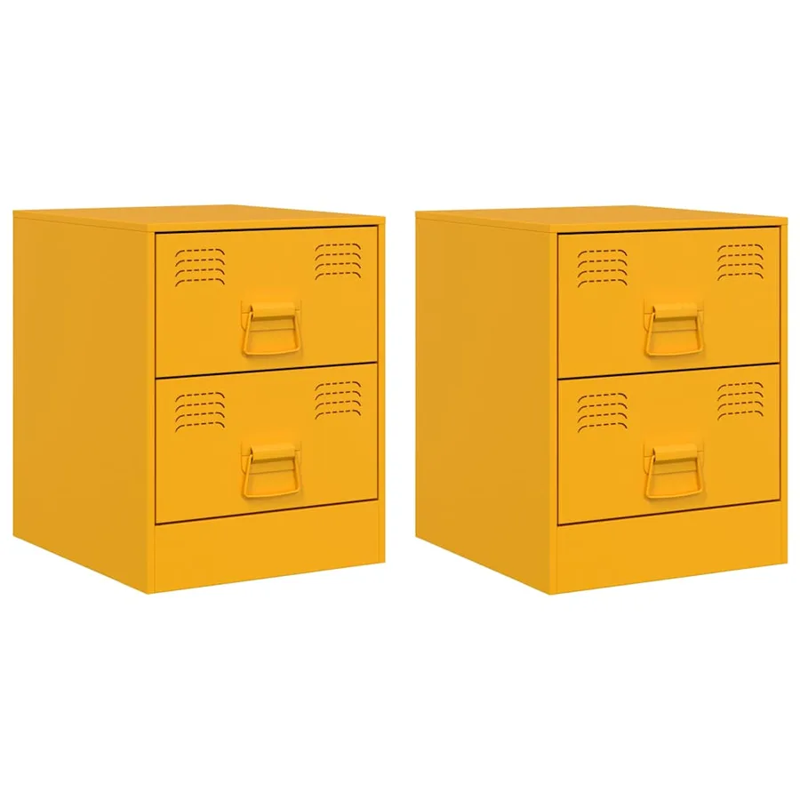 Tables de chevet 2 pcs jaune 34,5x39x44 cm acier - 2