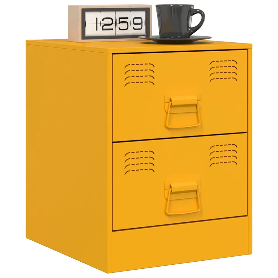 Tables de chevet 2 pcs jaune 34,5x39x44 cm acier - 3