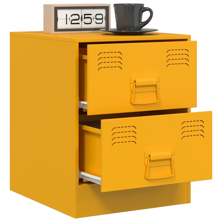 Tables de chevet 2 pcs jaune 34,5x39x44 cm acier - 4