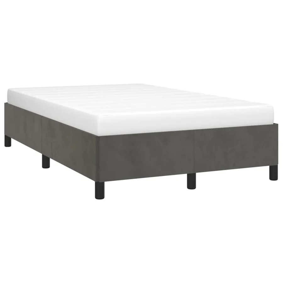 Cadre de lit sans matelas gris foncé 120x190 cm velours - 4