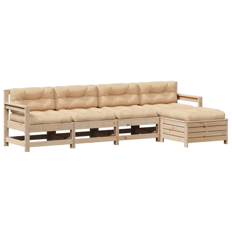 Salon de jardin 5 pcs avec coussins Bois de pin massif - 2