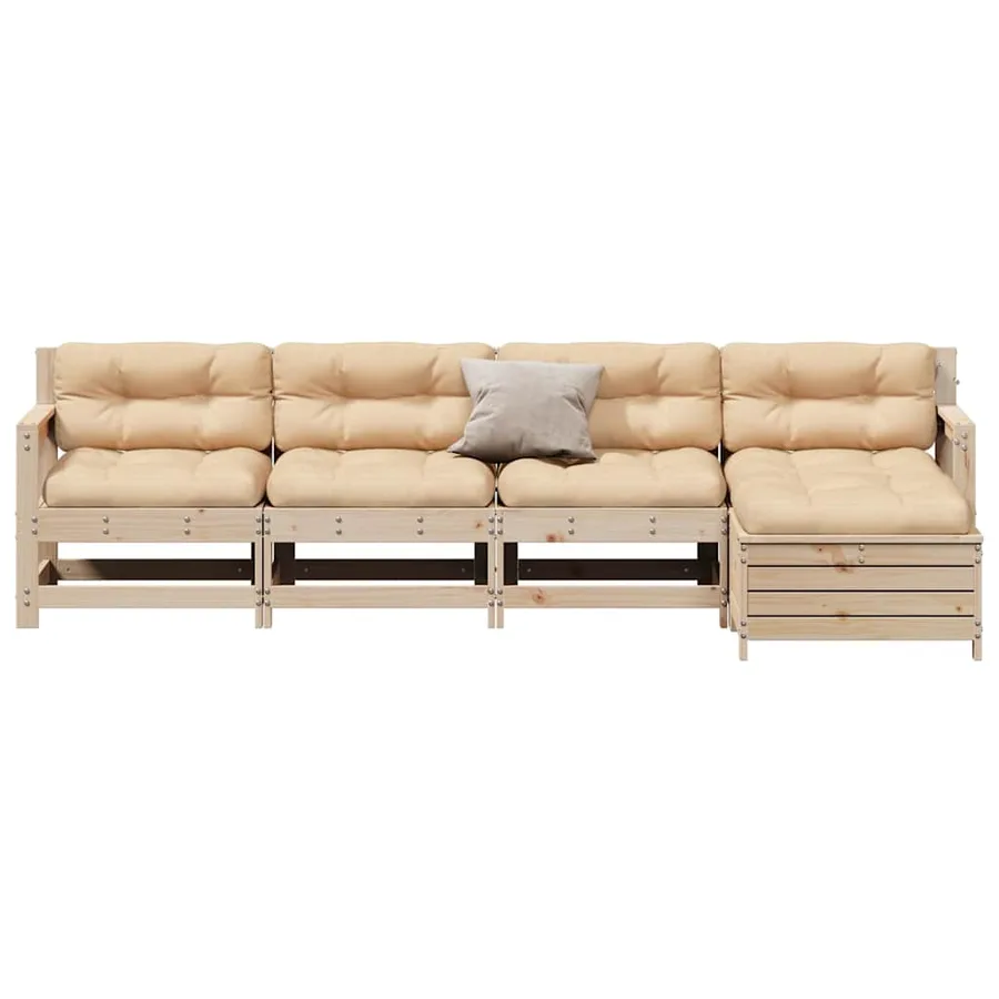 Salon de jardin 5 pcs avec coussins Bois de pin massif - 3