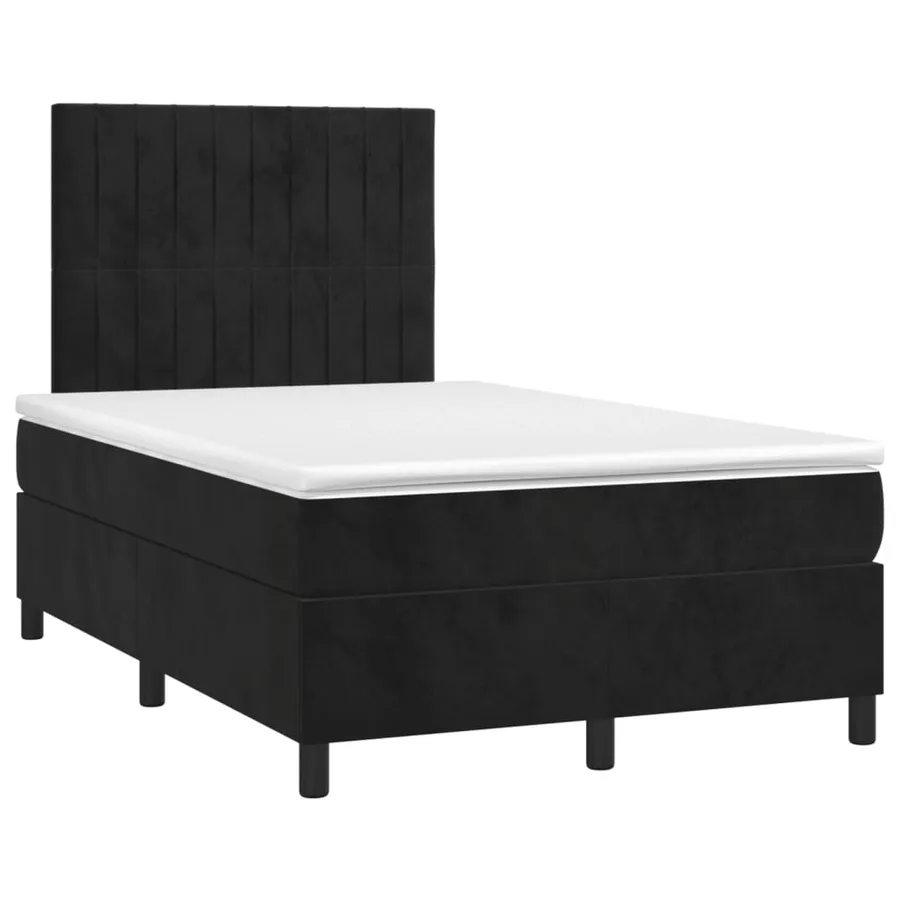 Sommier à lattes de lit avec matelas noir 120x190 cm velours - 2