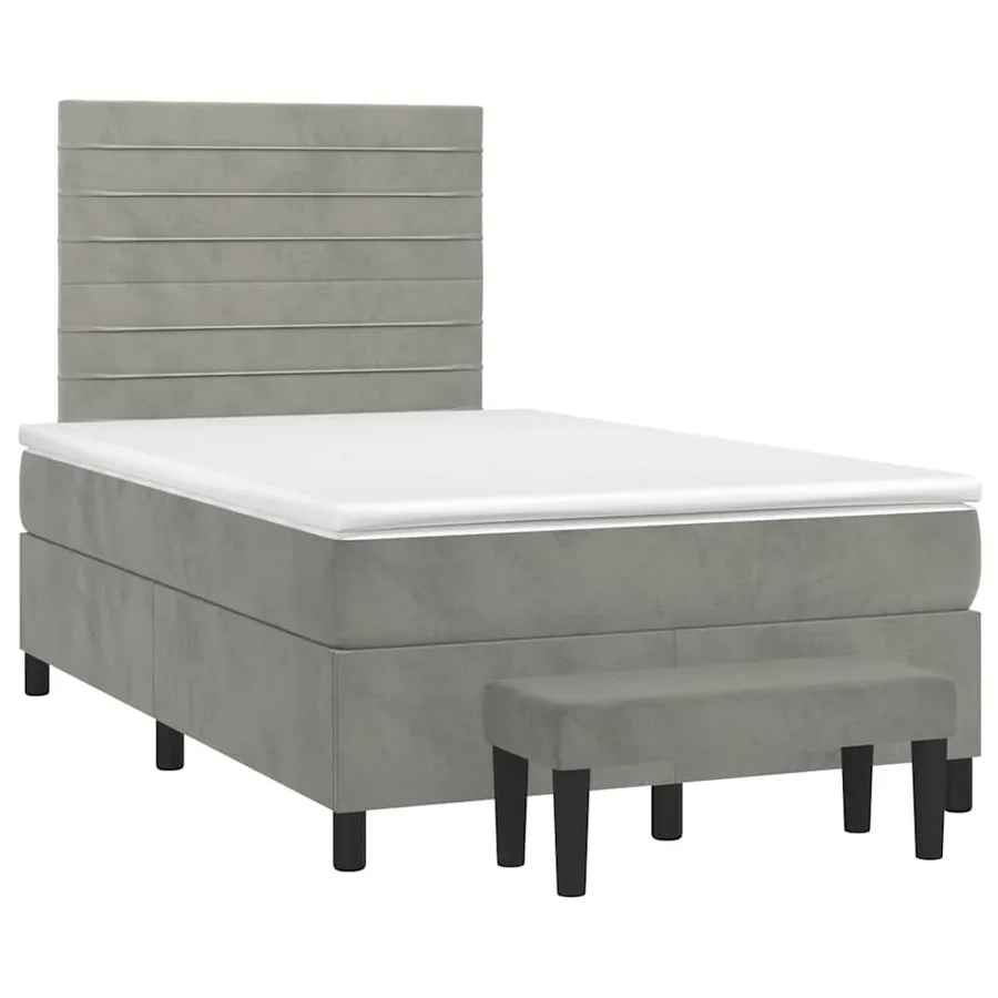 Sommier à lattes de lit et matelas gris clair 120x190cm velours - 2