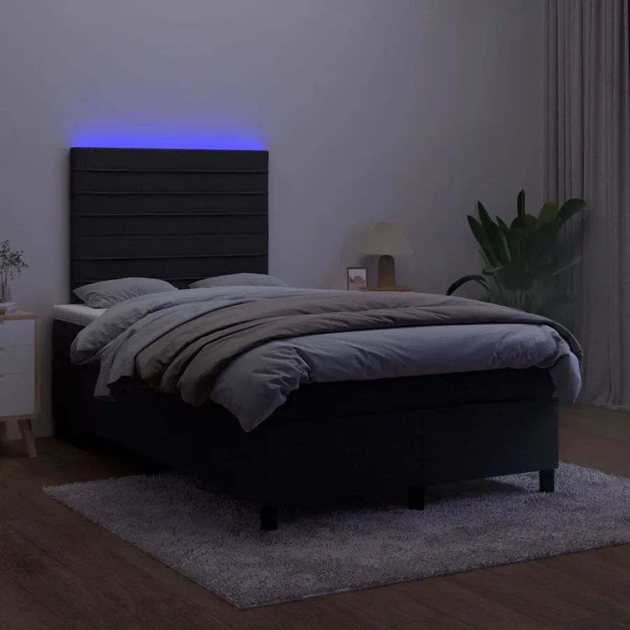 Sommier à lattes de lit et matelas LED noir 120x190 cm velours - 4