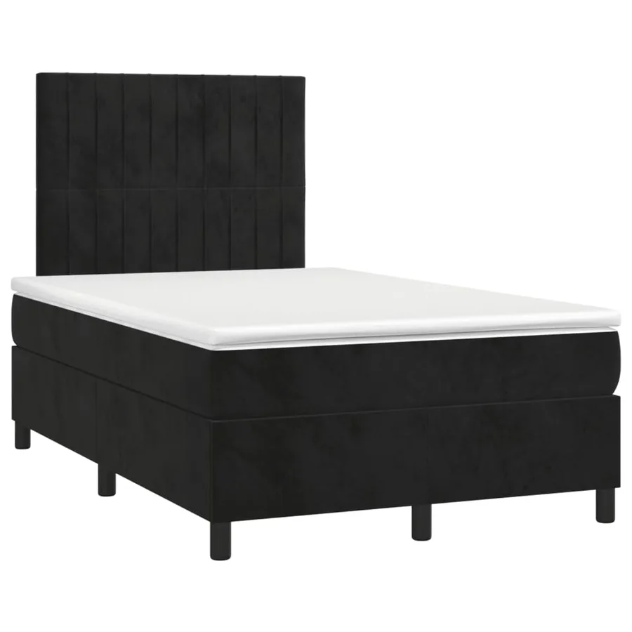 Sommier à lattes de lit et matelas LED noir 120x190 cm velours - 3