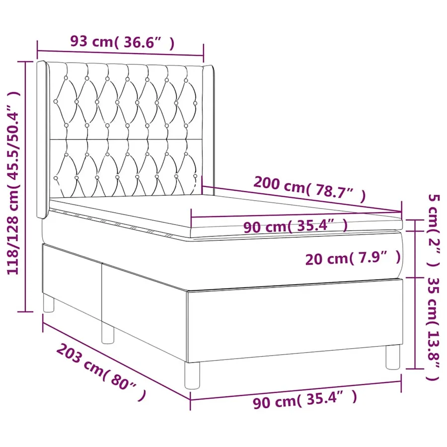 Sommier à lattes de lit matelas LED Vert foncé 90x200cm Velours - 9