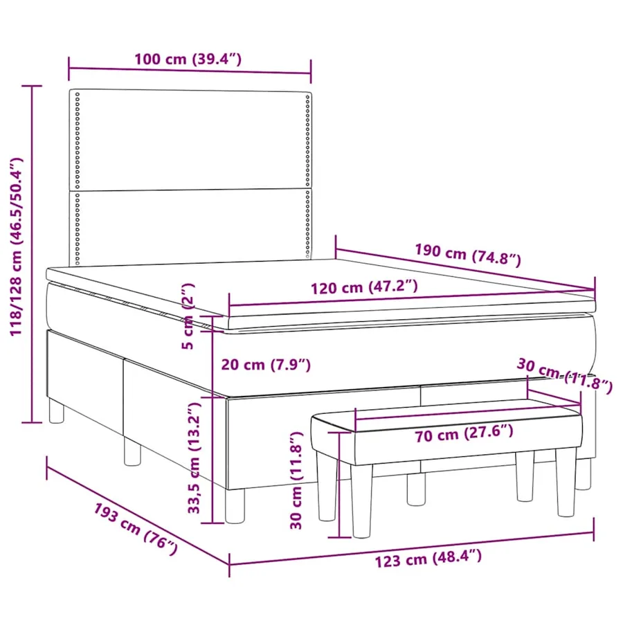 Sommier à lattes de lit avec matelas rose 120x190 cm velours - 10