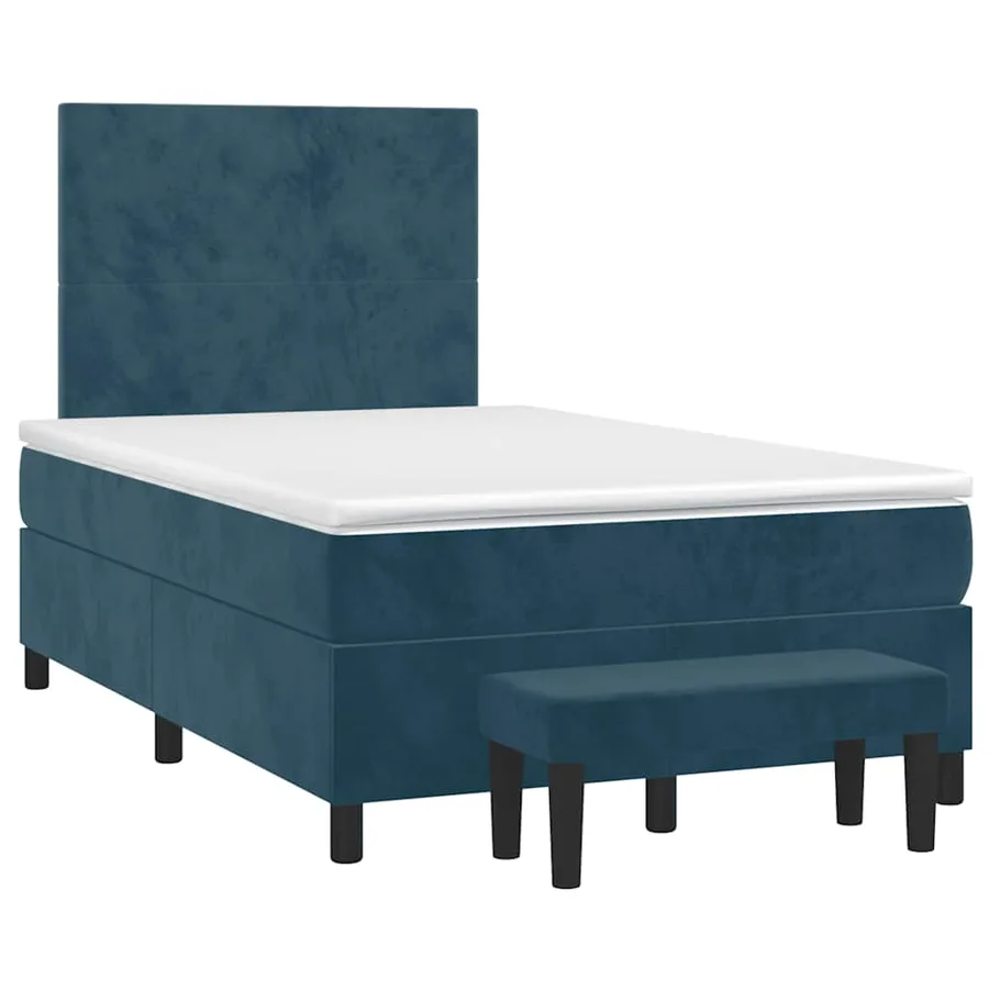 Sommier à lattes de lit et matelas bleu foncé 120x190cm velours - 3