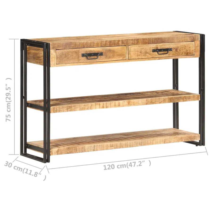 Buffet 120x30x75 cm Bois de manguier massif brut - 7