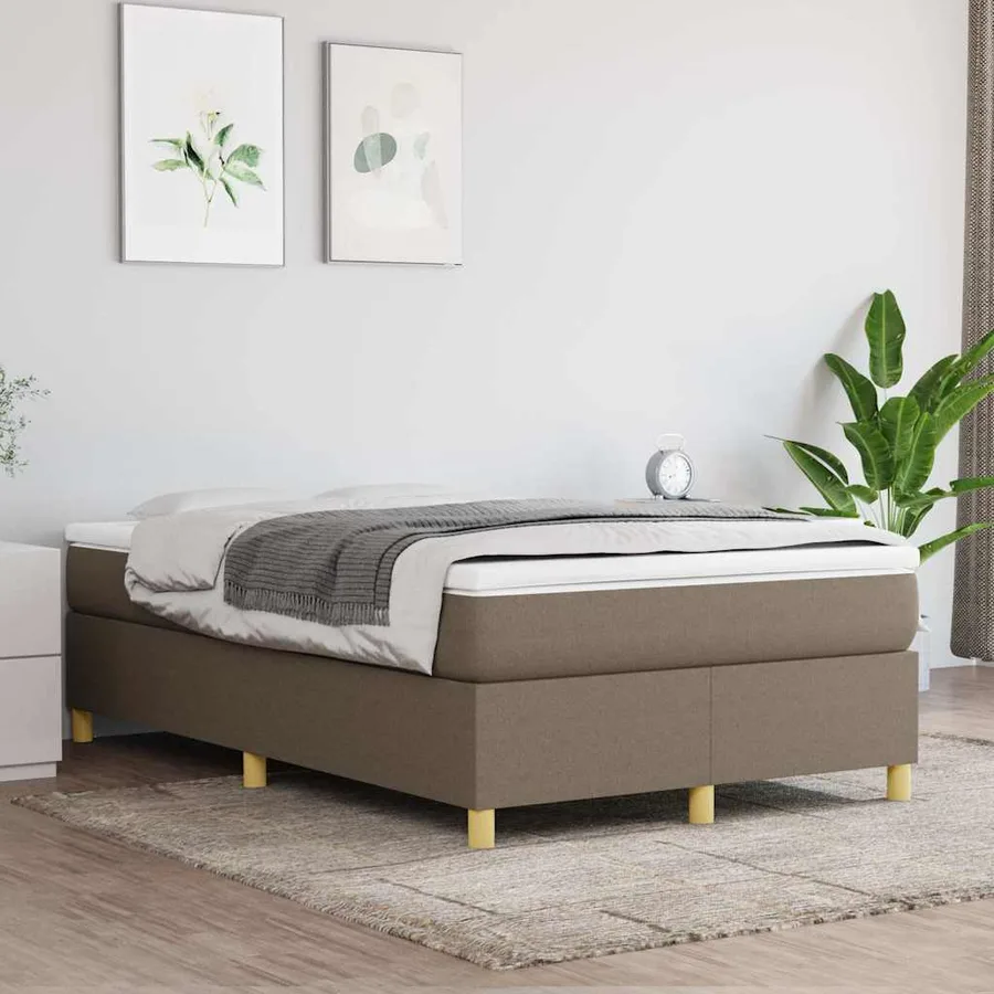 Sommier à lattes de lit avec matelas taupe 120x190 cm tissu - 3