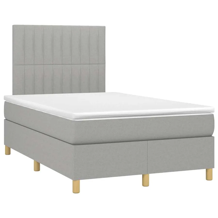 Sommier à lattes de lit matelas LED gris clair 120x190 cm tissu - 3