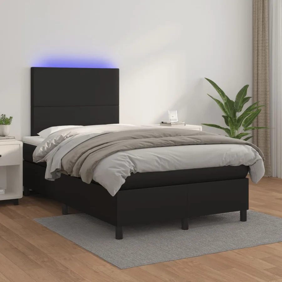 Sommier à lattes de lit matelas LED noir 120x190 cm similicuir - 5