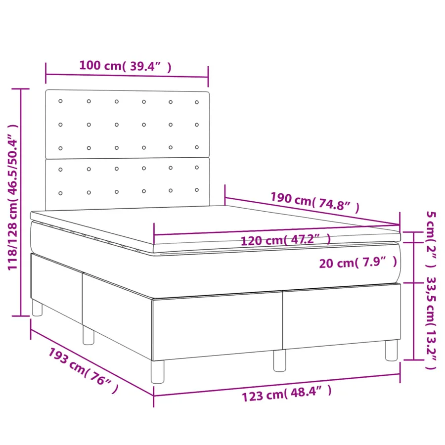 Sommier à lattes de lit avec matelas blanc 120x190cm similicuir - 9