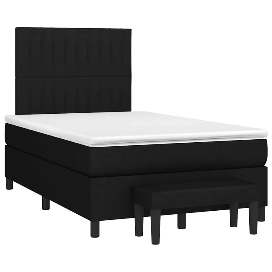Sommier à lattes de lit avec matelas noir 120x190 cm tissu - 2