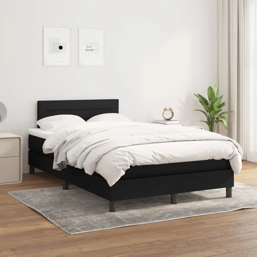 Sommier à lattes de lit avec matelas noir 120x190 cm tissu - 3