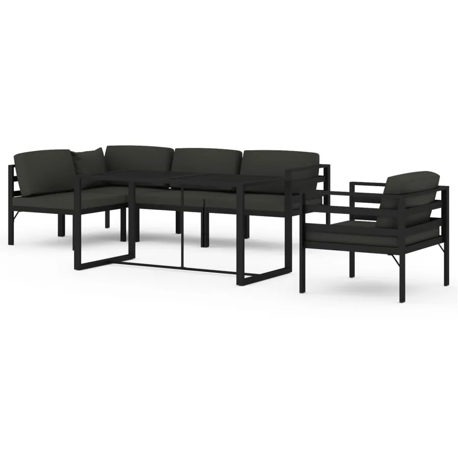 Salon de jardin 6 pcs avec coussins Aluminium Anthracite - 2