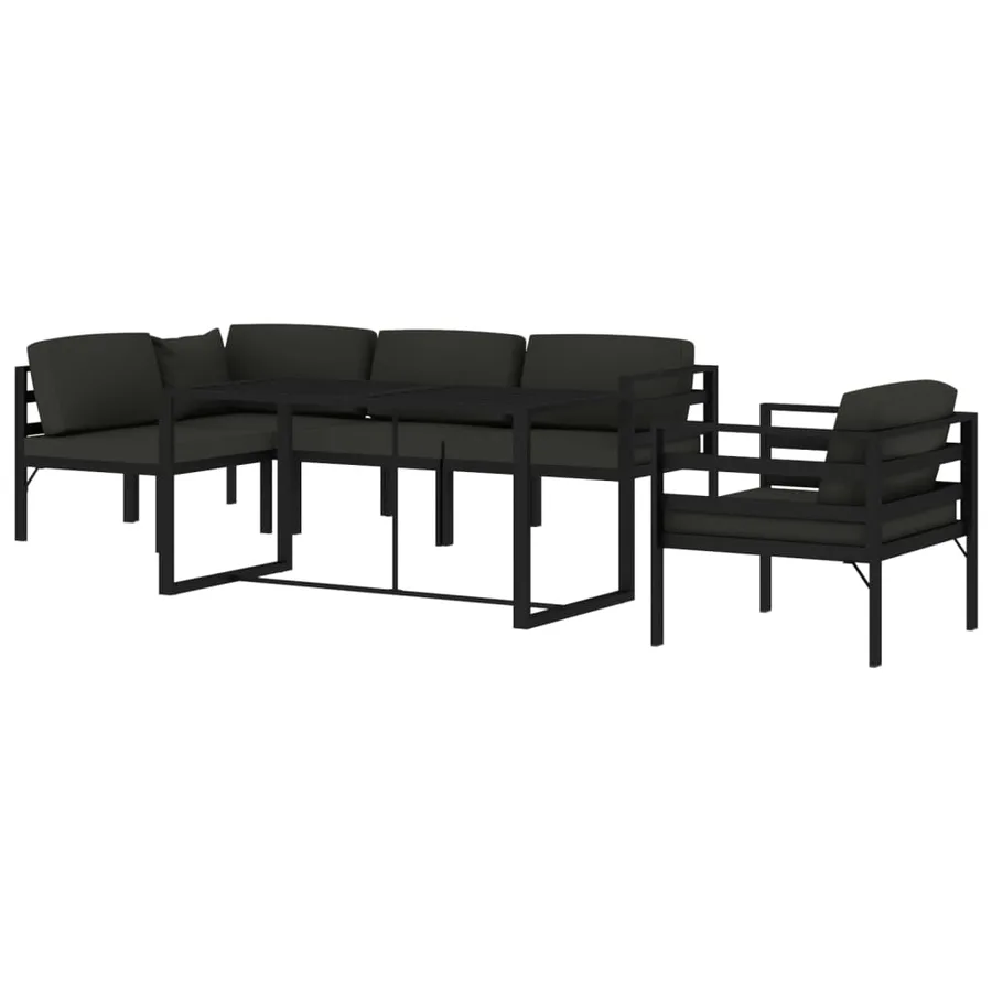 Salon de jardin 6 pcs avec coussins Aluminium Anthracite - 3