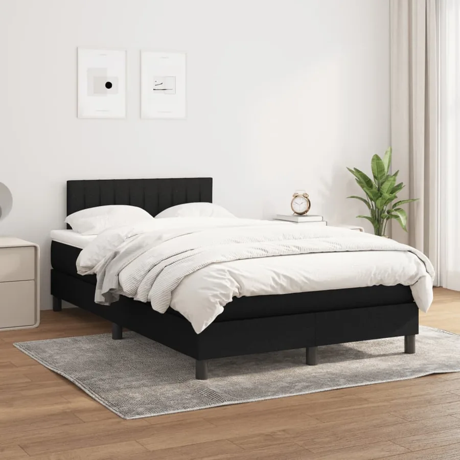 Sommier à lattes de lit avec matelas noir 120x190 cm tissu - 3